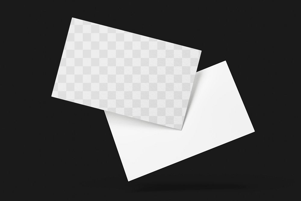Business card png mockup, black transparent design