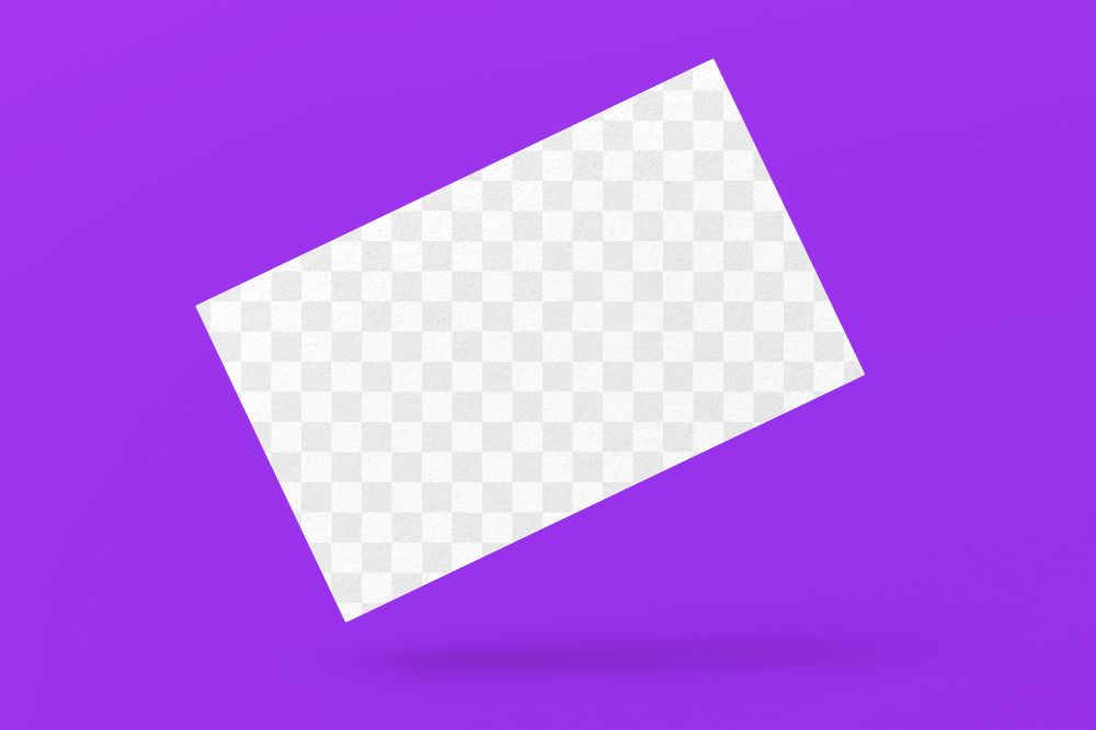 Business card png mockup, purple transparent design