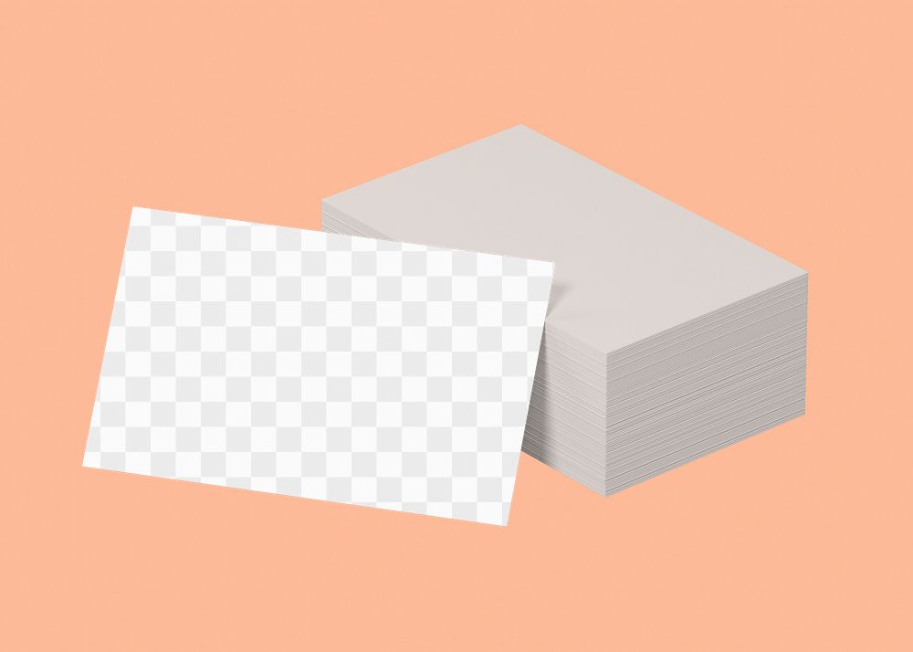 Business card png mockup, peachy transparent design