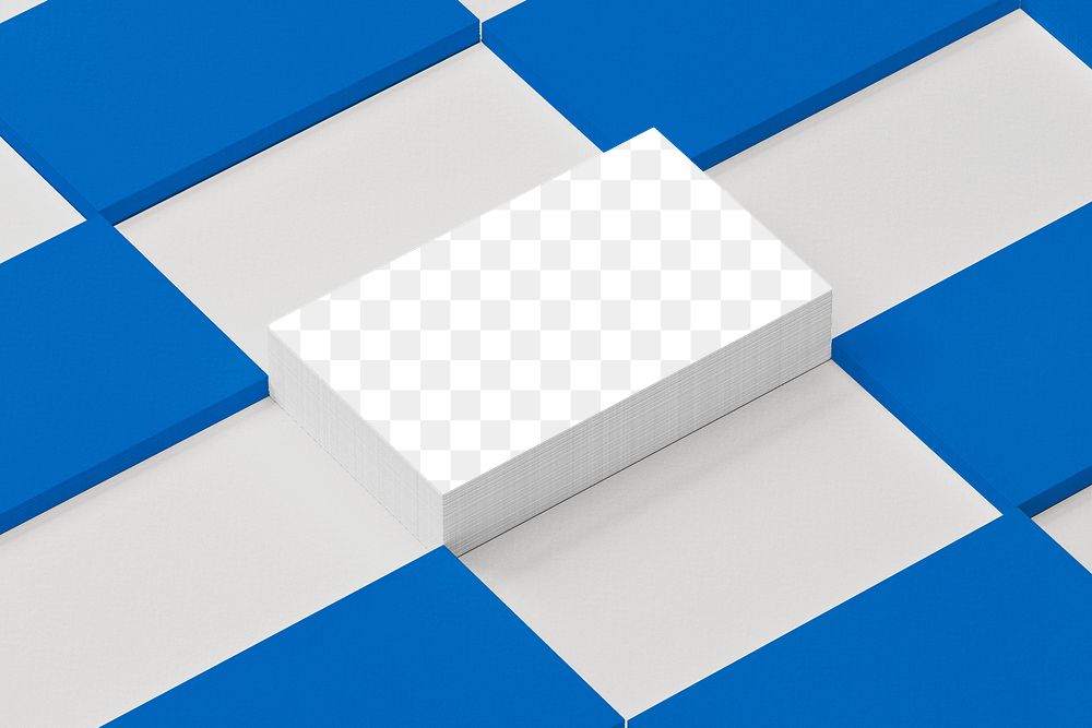 Business card png mockup, blue transparent design