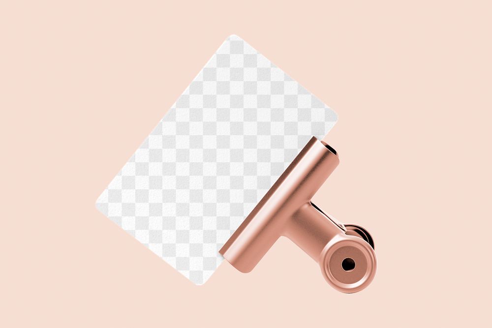 Business card png mockup, rose gold transparent design