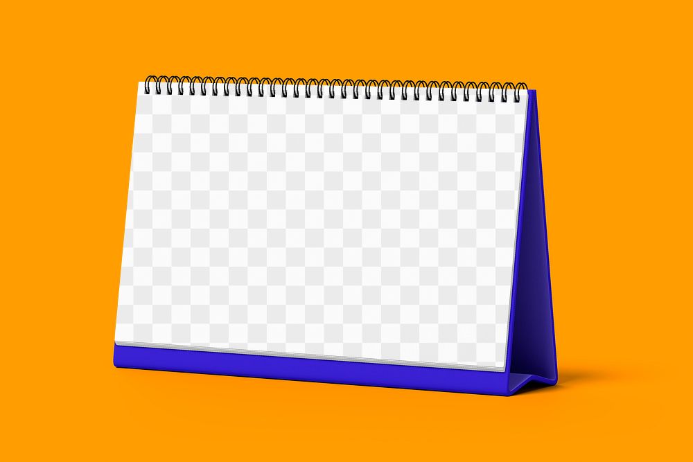 Desktop calendar png mockup, orange transparent design