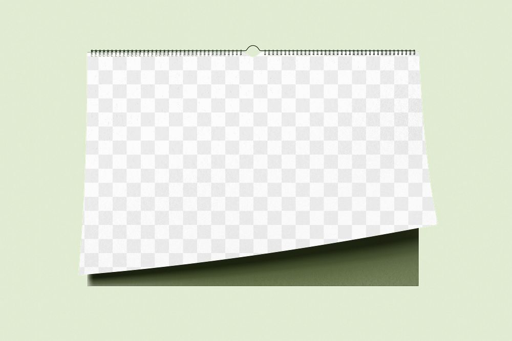 Wall calendar png mockup, green transparent design