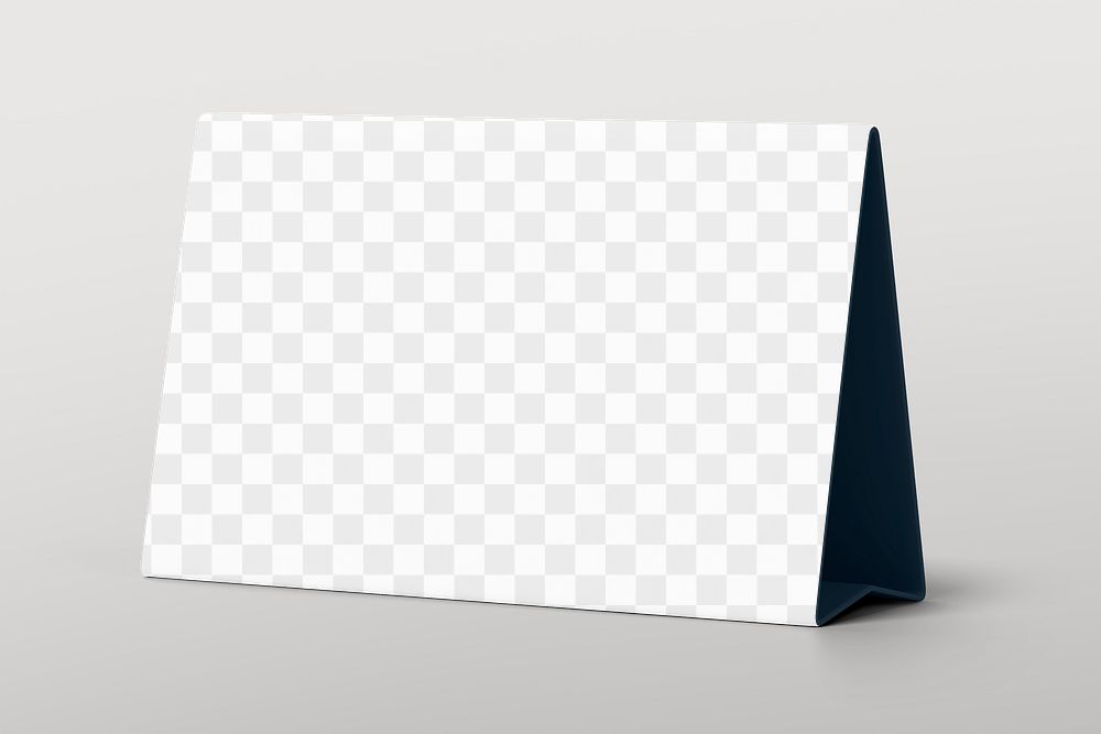 Table tent png mockup, 3D gray transparent design