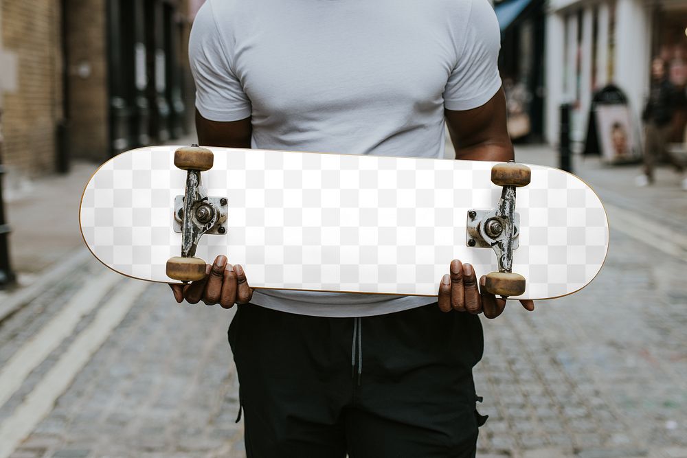 Skateboard png mockup, sport equipment, transparent design