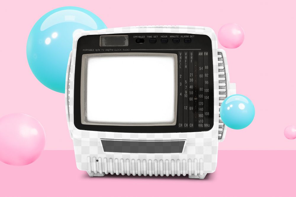 CRT TV screen png mockup, transparent design