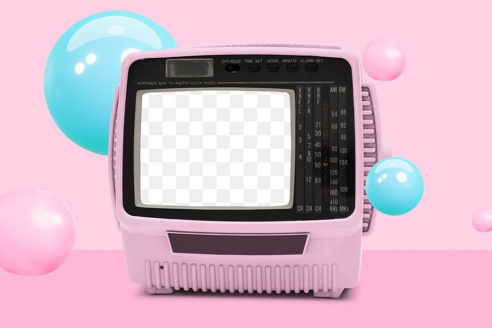 CRT TV screen png mockup, transparent design