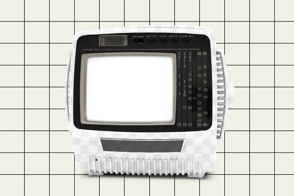 CRT TV screen png mockup, transparent design