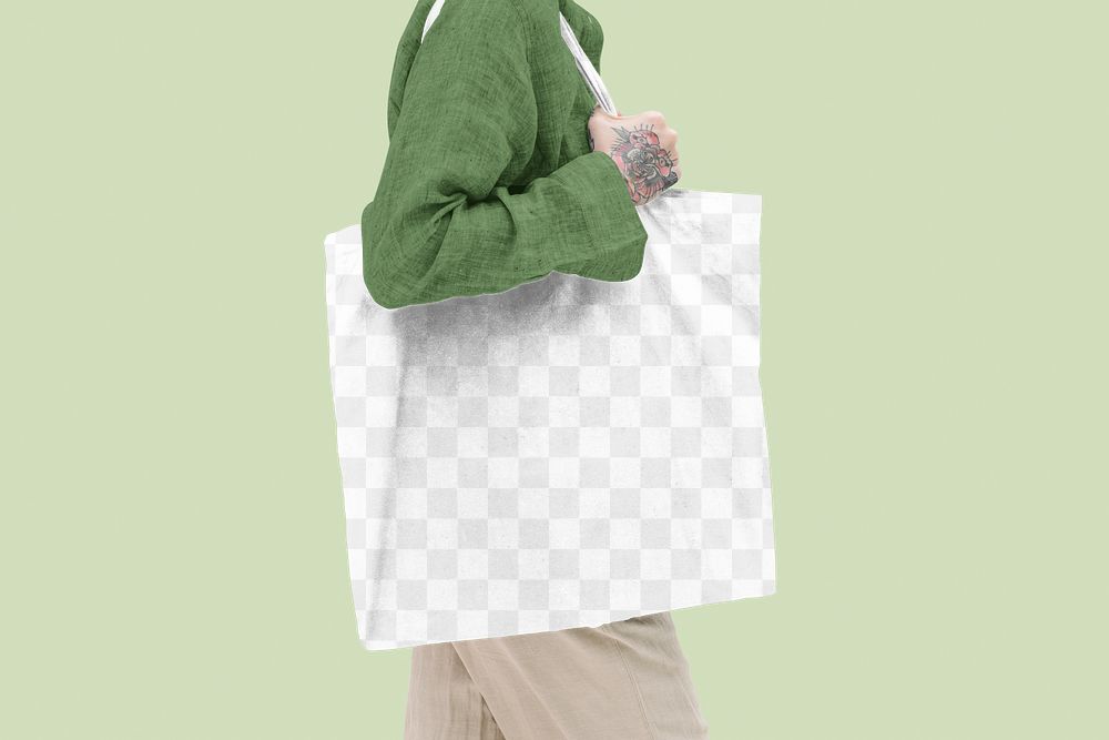 Tote bag mockup png transparent design, editable eco product