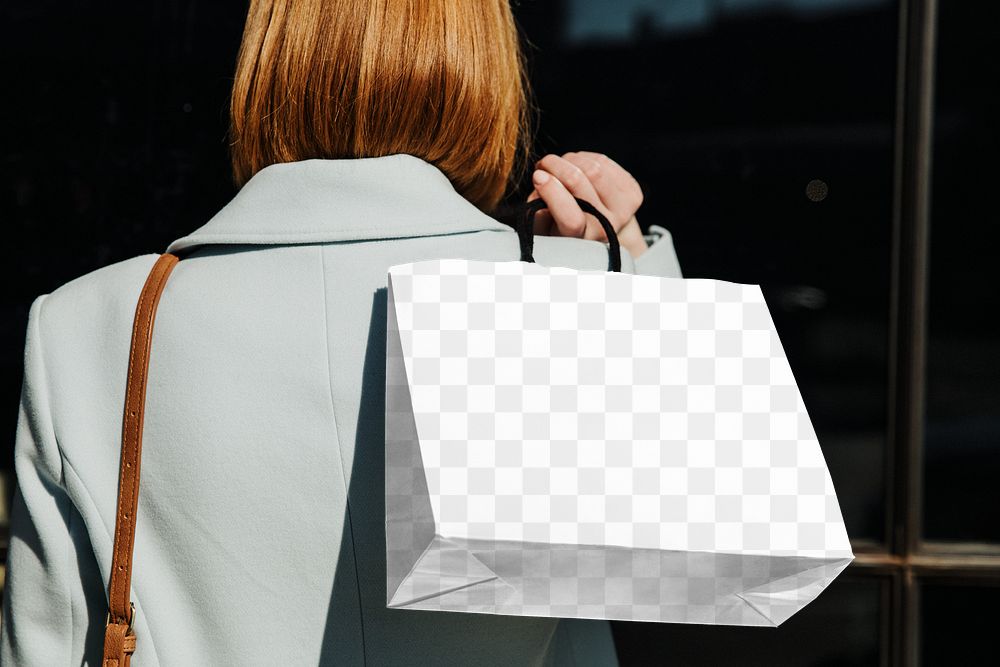 PNG shopping bag mockup, transparent eco-friendly product