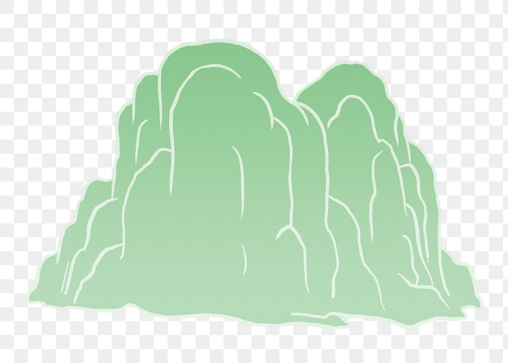 Green mountain png sticker, nature illustration, transparent background