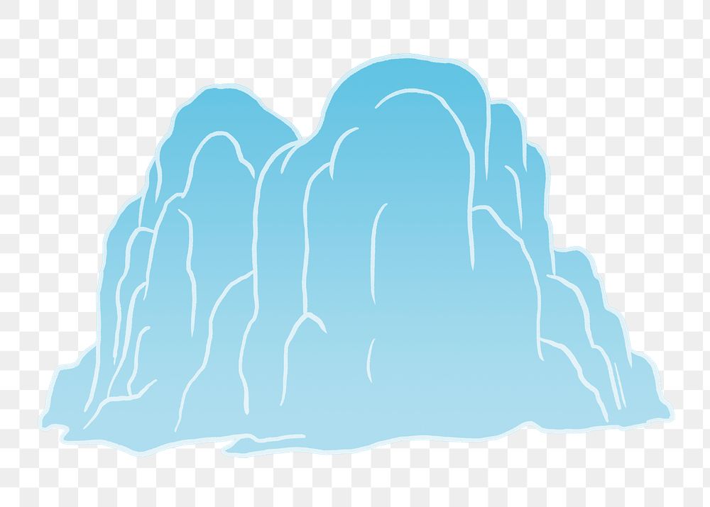 Blue mountain png sticker, nature illustration, transparent background