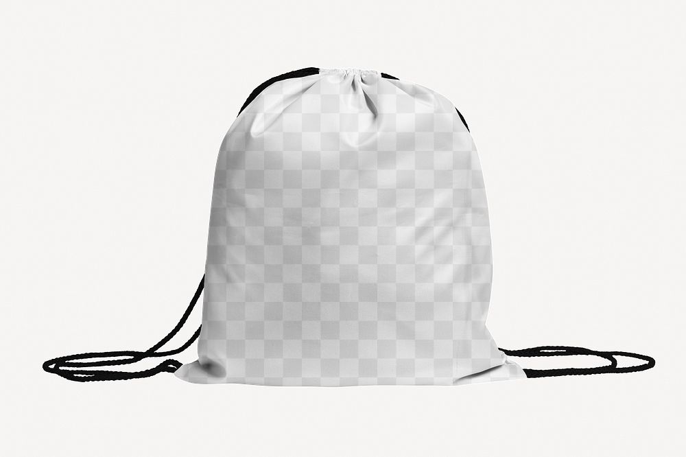 Drawstring bag png mockup, editable transparent design 