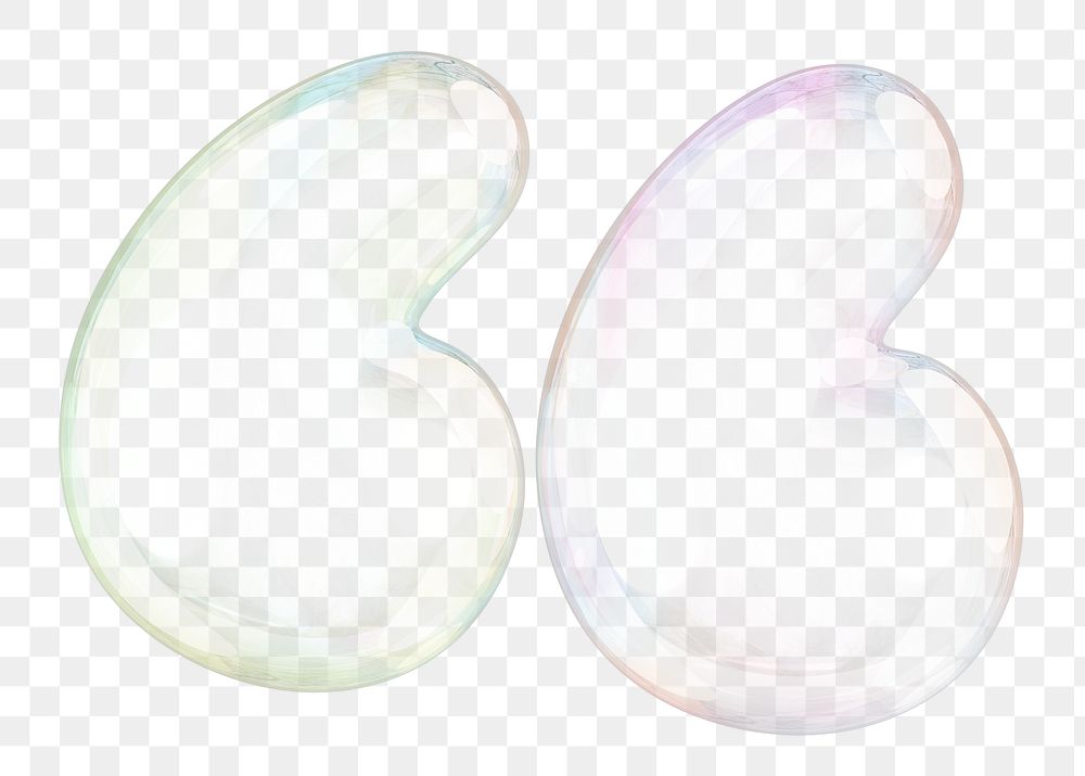 Quotation mark png sticker, 3D transparent holographic bubble