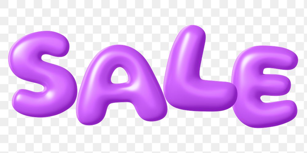 Sale png 3D word sticker, purple balloon texture