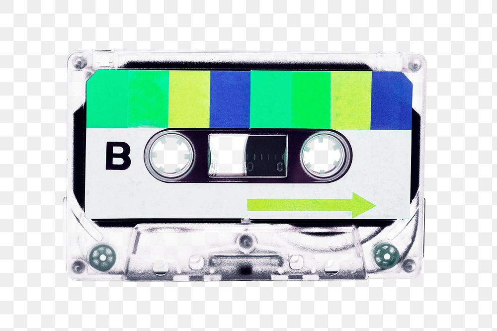 Png retro cassette tape sticker, transparent background