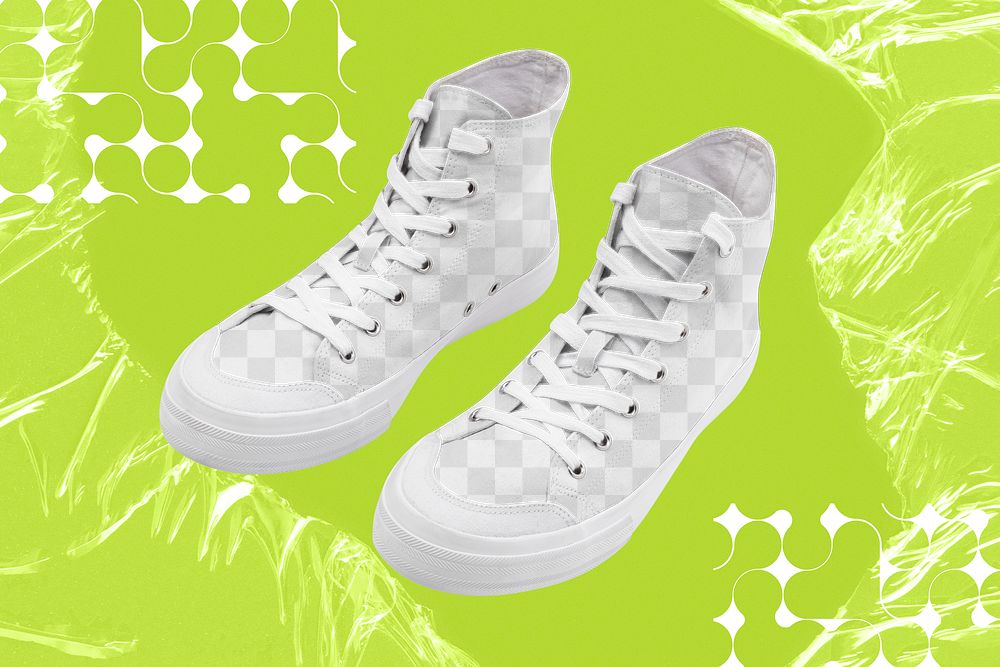 Png high top sneakers mockup, fashion transparent design