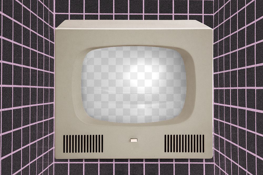CRT TV png transparent mockup, retro design