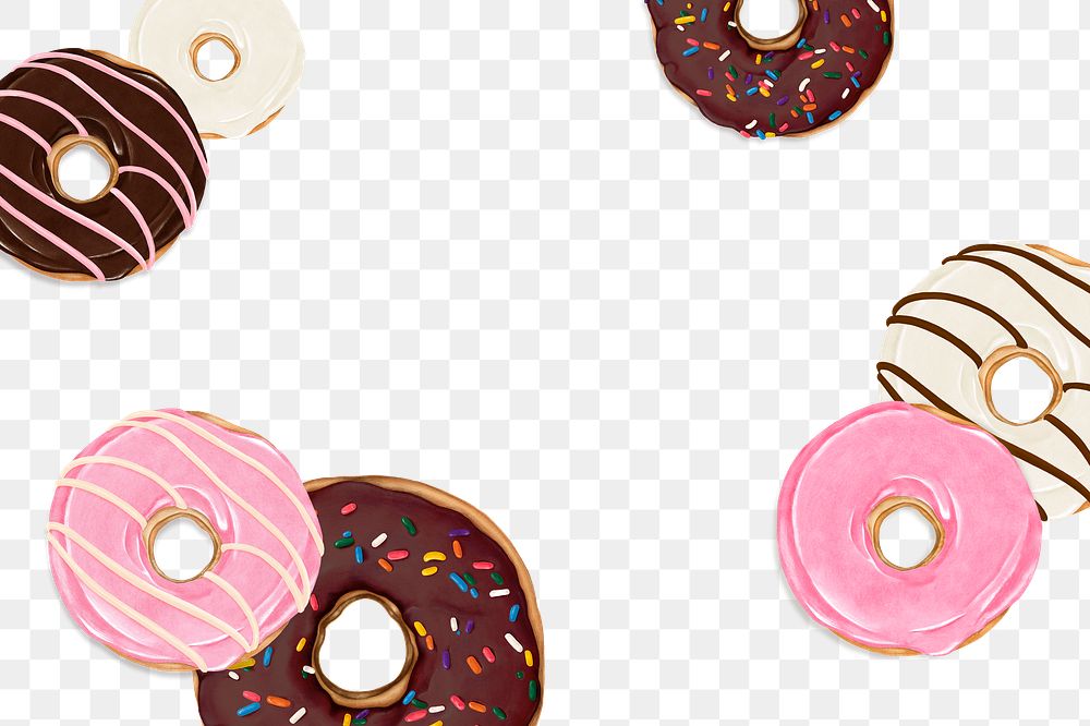 Cute donuts png frame, transparent background