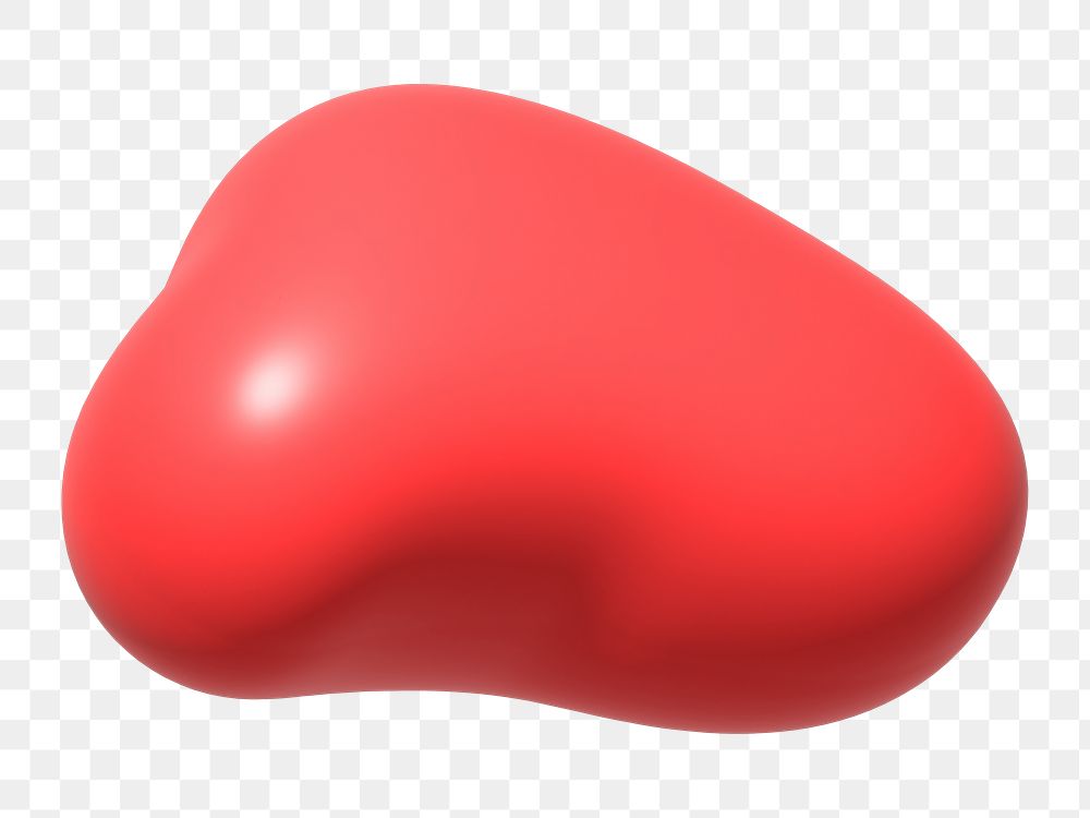 3D red blob png, transparent background