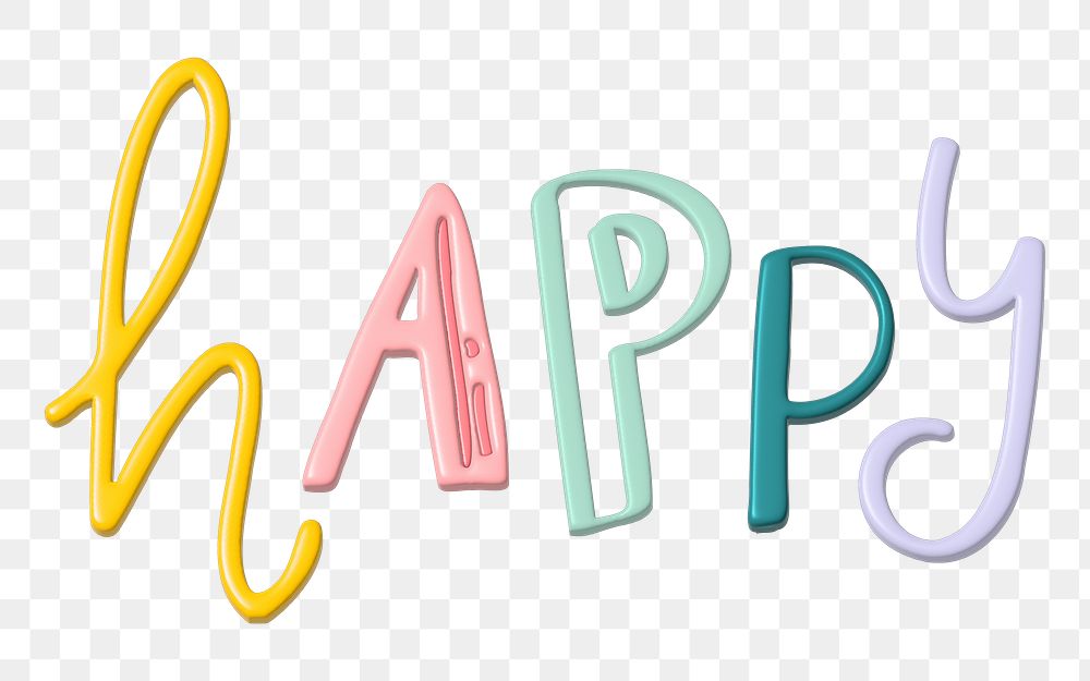 Happy 3D typography png , transparent background