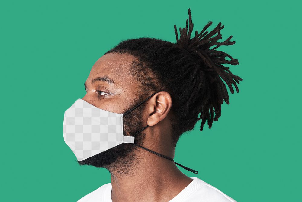 Face mask png mockup, new normal design, transparent design