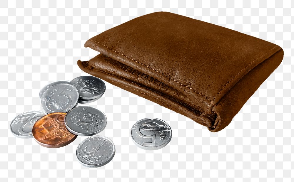 Wallet & coins png sticker, transparent background