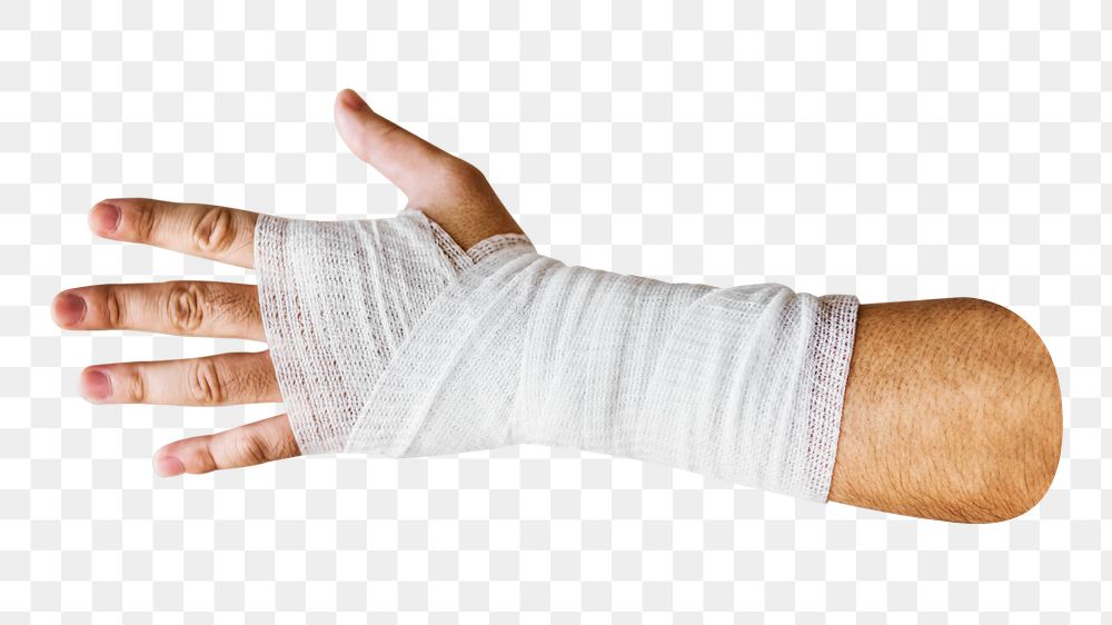 Png arm with medical gauze sticker, transparent background
