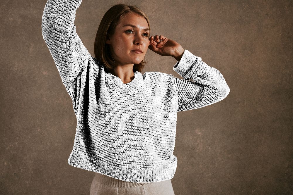 Knitted sweater png transparent mockup, women&rsquo;s fashion 