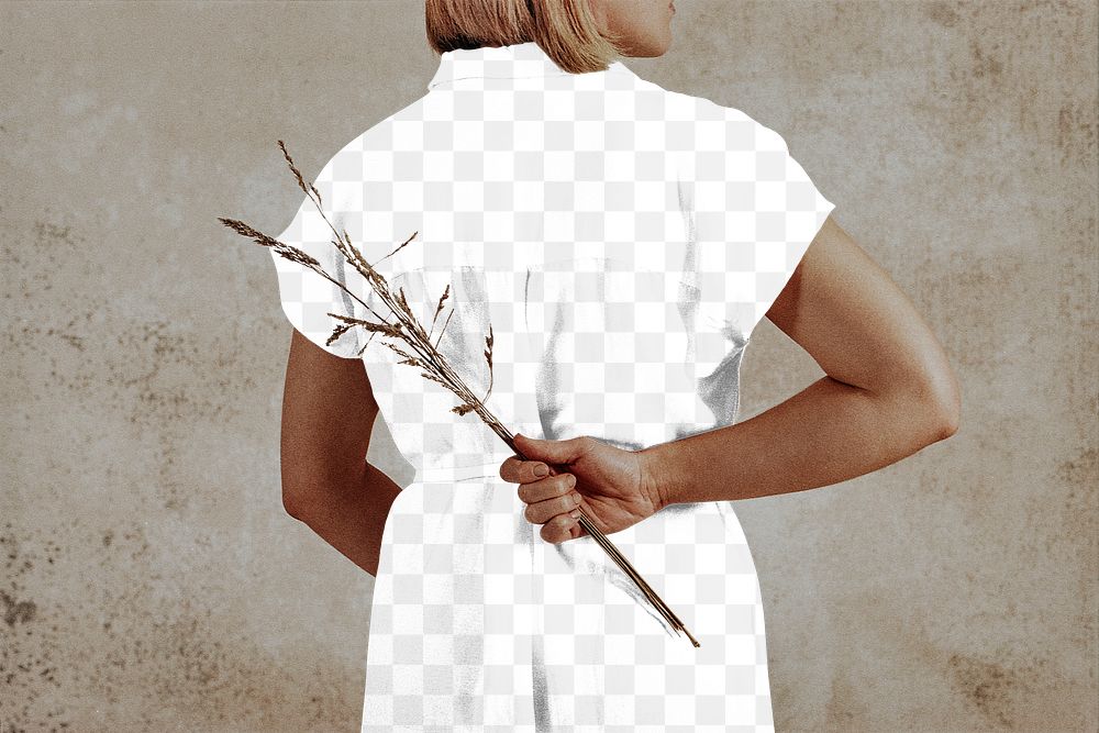 Dress png transparent mockup, woman's back 