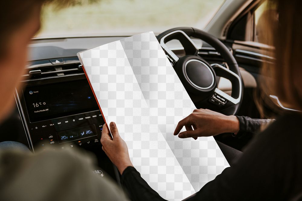 Paper png mockup, road trip activity, transparent design