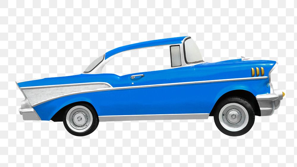 Blue classic car png sticker, transparent background