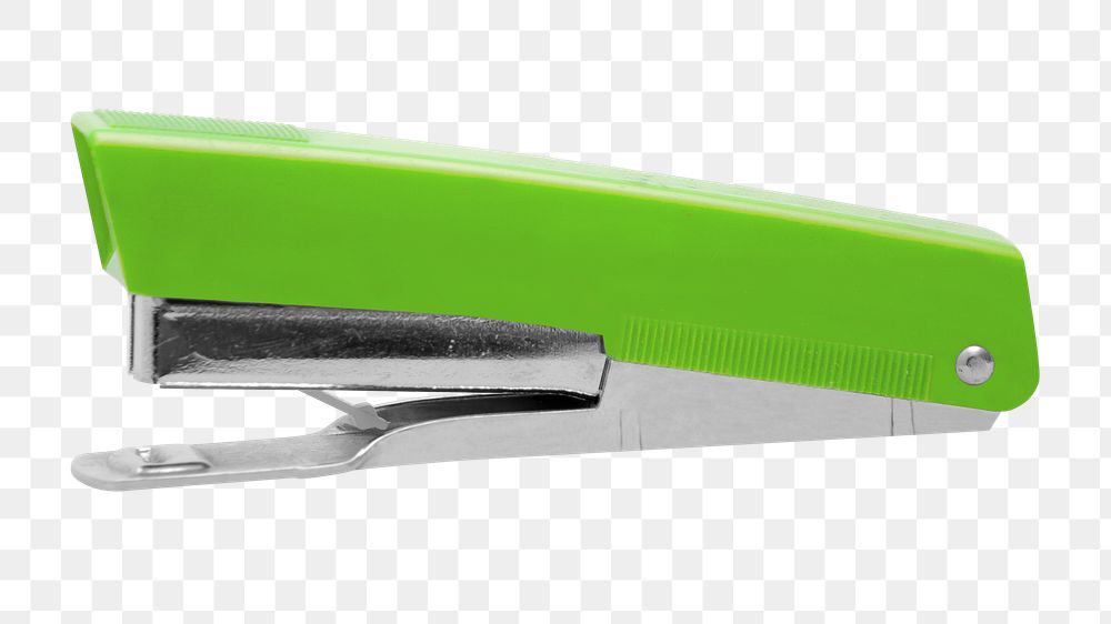 Green stapler png sticker, transparent background