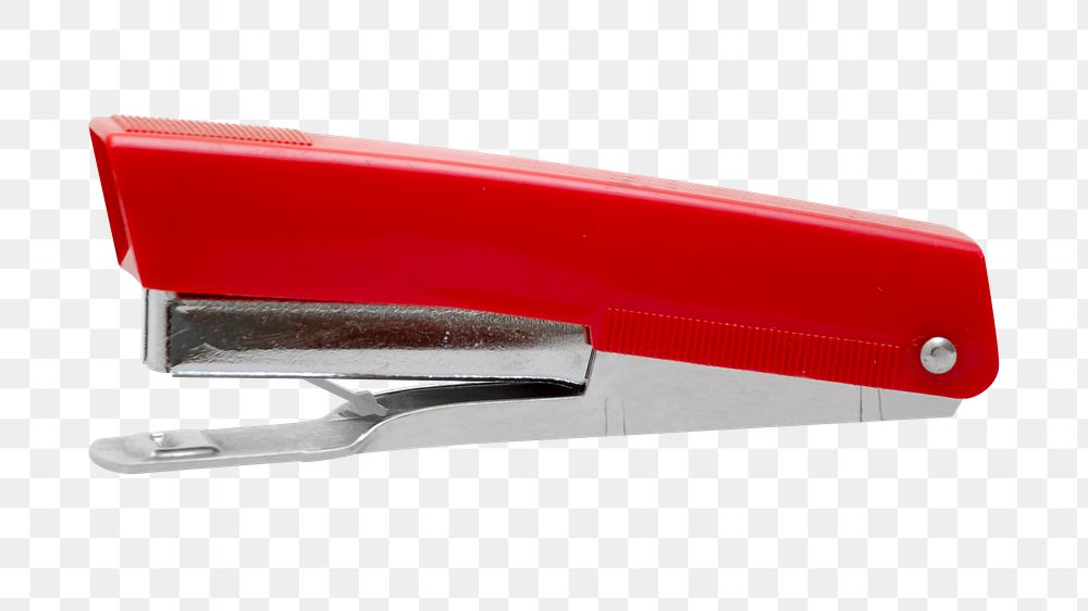 Red stapler png sticker, transparent background