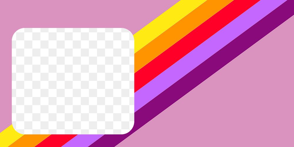 Rainbow rectangle png frame, pink transparent background