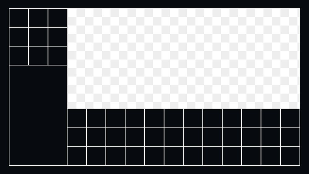 Grid rectangle png frame, black & transparent design