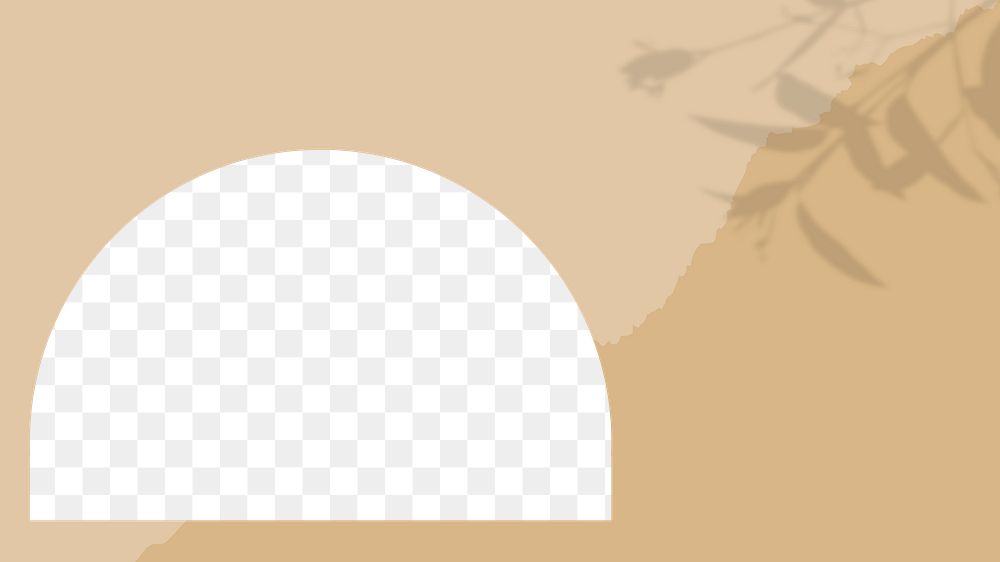 Semi-circle png transparent frame, brown minimal background