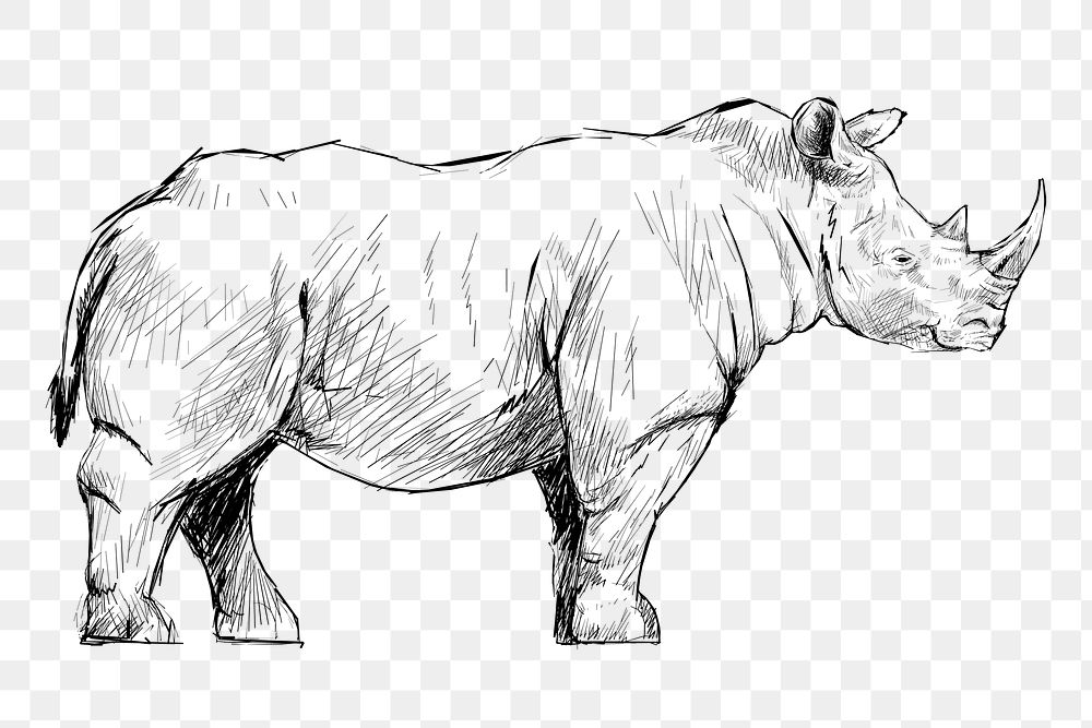 Png Rhinoceros sketch  animal illustration, transparent background