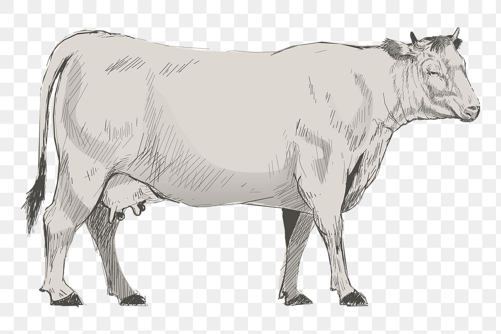 Png domestic cow  animal illustration, transparent background