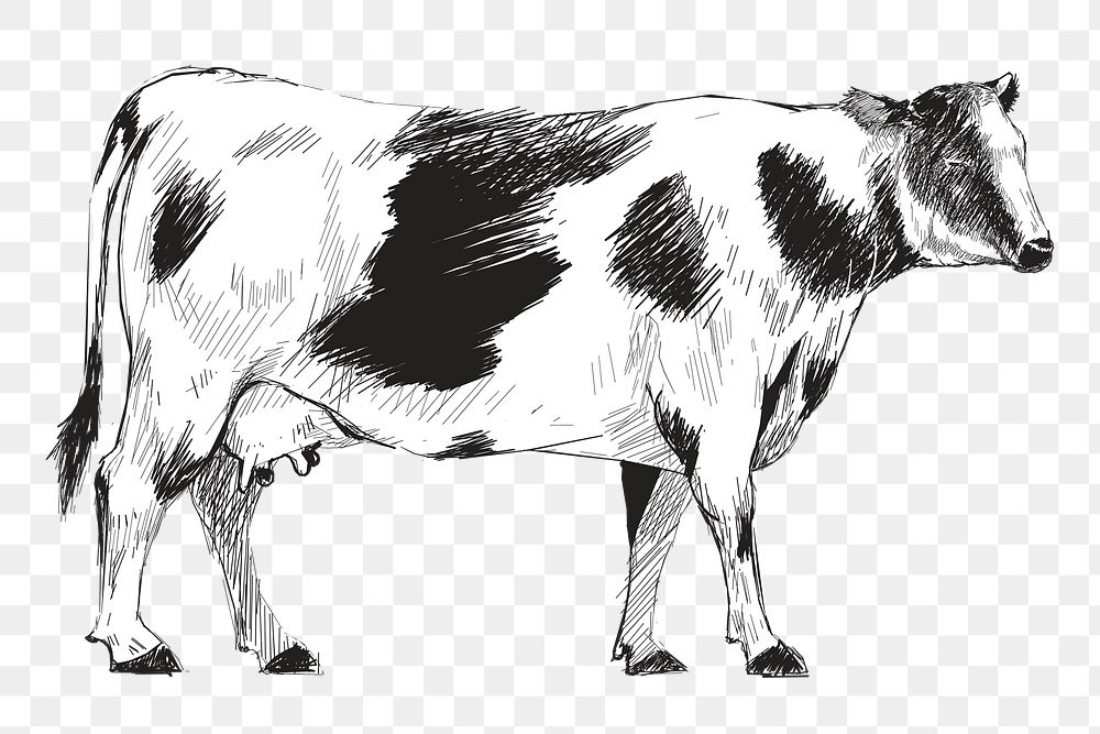 Png cow  animal illustration, transparent background