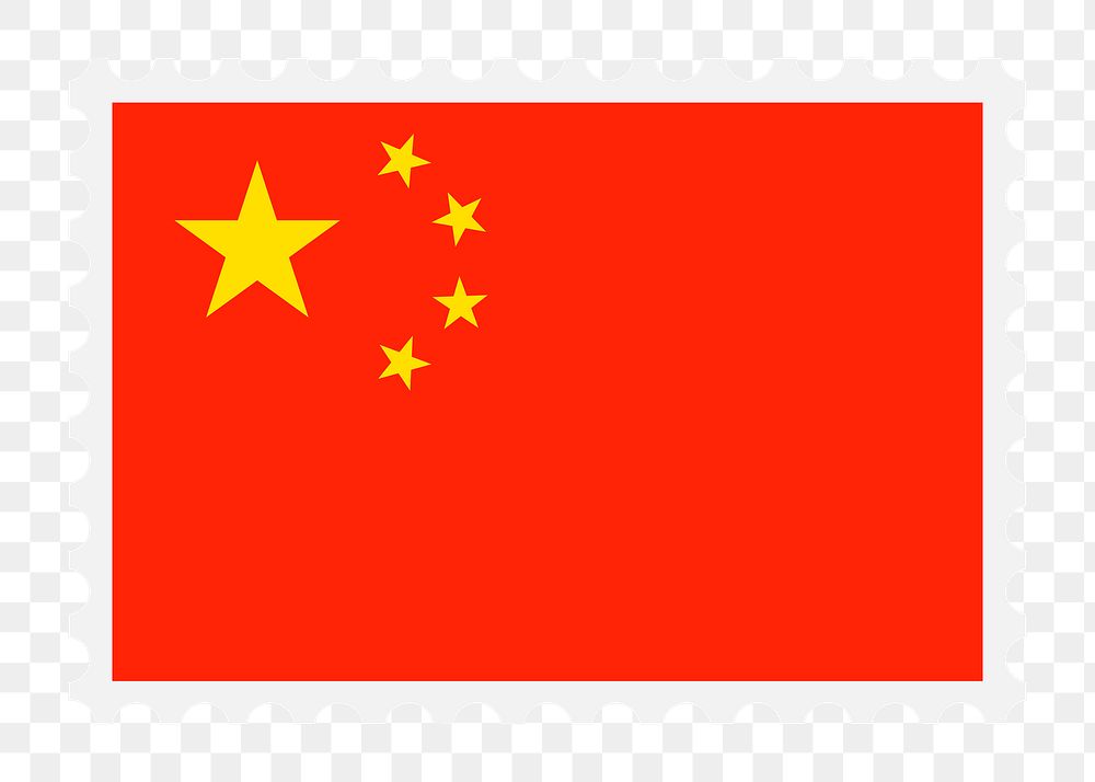 Chinese flag png stamp illustration, transparent background. Free public domain CC0 image.