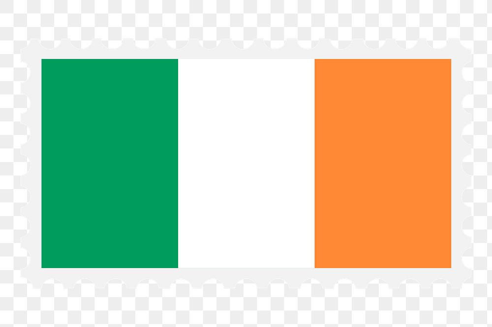 Irish flag png stamp illustration, transparent background. Free public domain CC0 image.