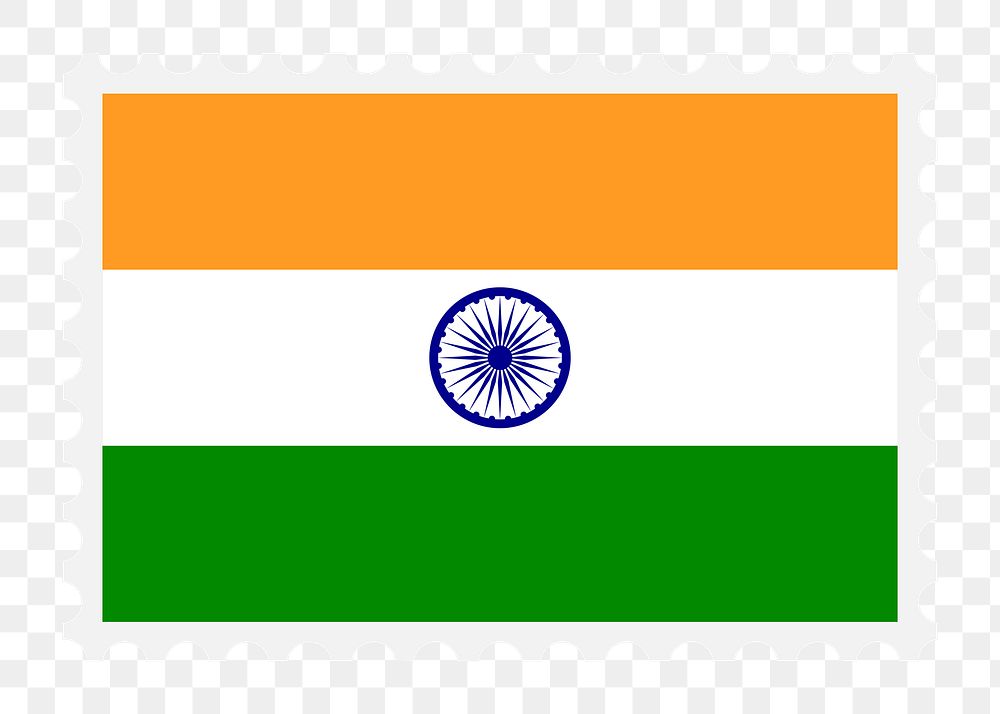 Indian flag png stamp illustration, transparent background. Free public domain CC0 image.