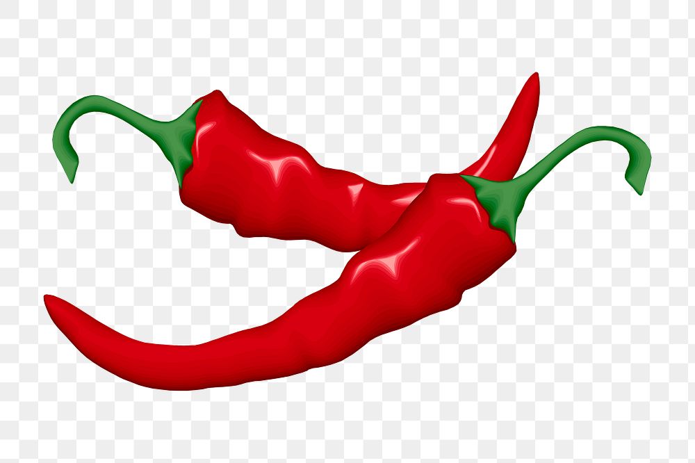 Red chili  png clipart illustration, transparent background. Free public domain CC0 image.