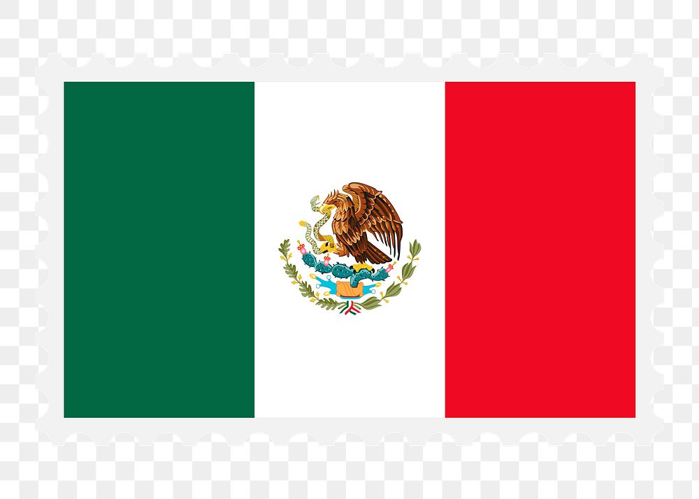 Mexican flag png stamp illustration, transparent background. Free public domain CC0 image.