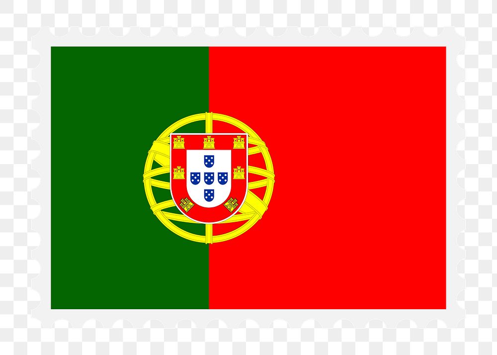 Portuguese flag png stamp illustration, transparent background. Free public domain CC0 image.