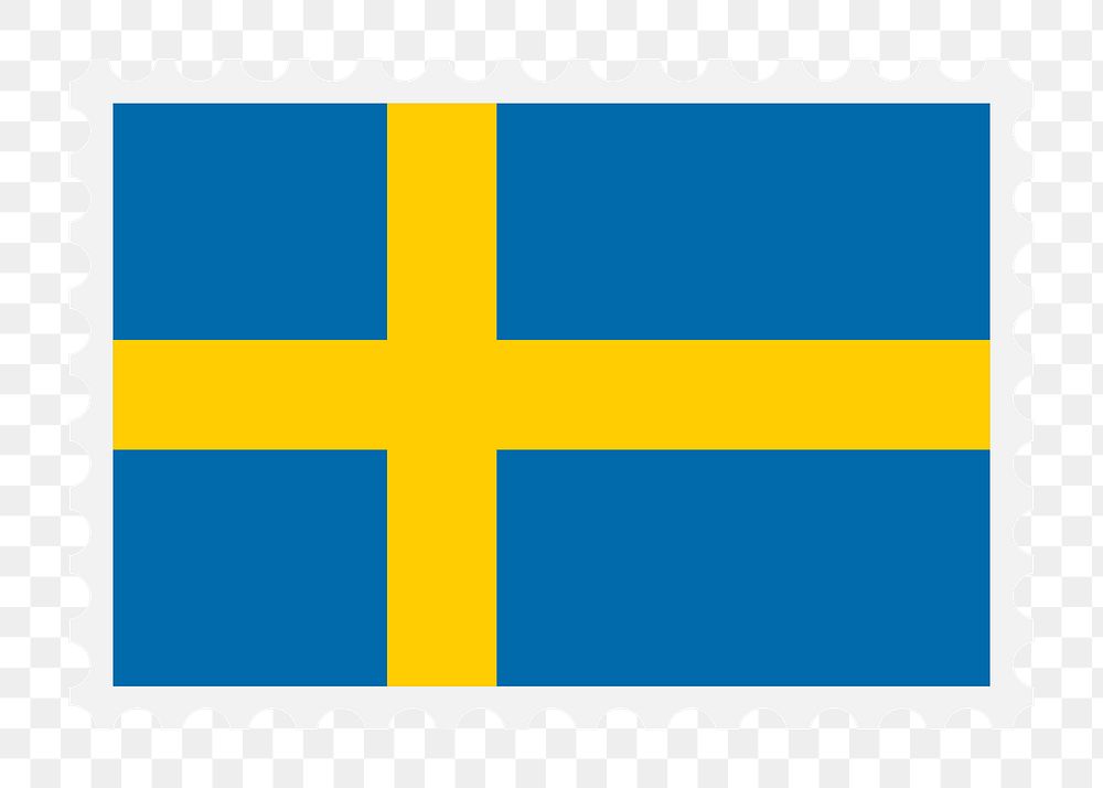 Swedish flag png stamp illustration, transparent background. Free public domain CC0 image.