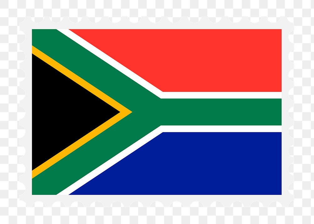 South Africa flag stamp png illustration, transparent background. Free public domain CC0 image.