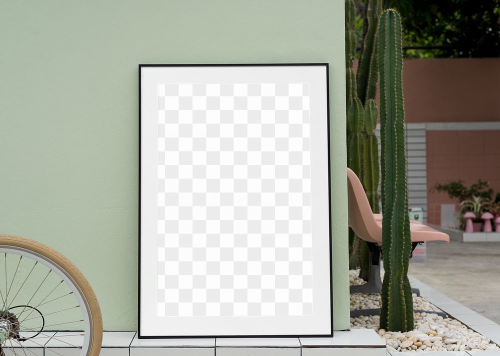 Picture frame png mockup, realistic wall decor, transparent design