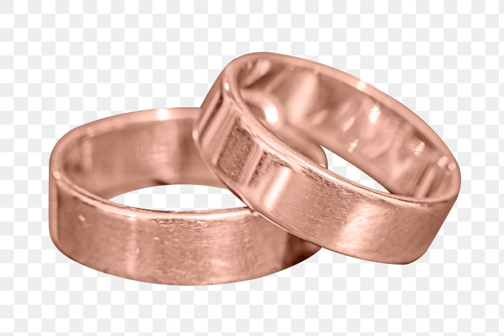 Rose gold wedding rings png sticker, transparent background